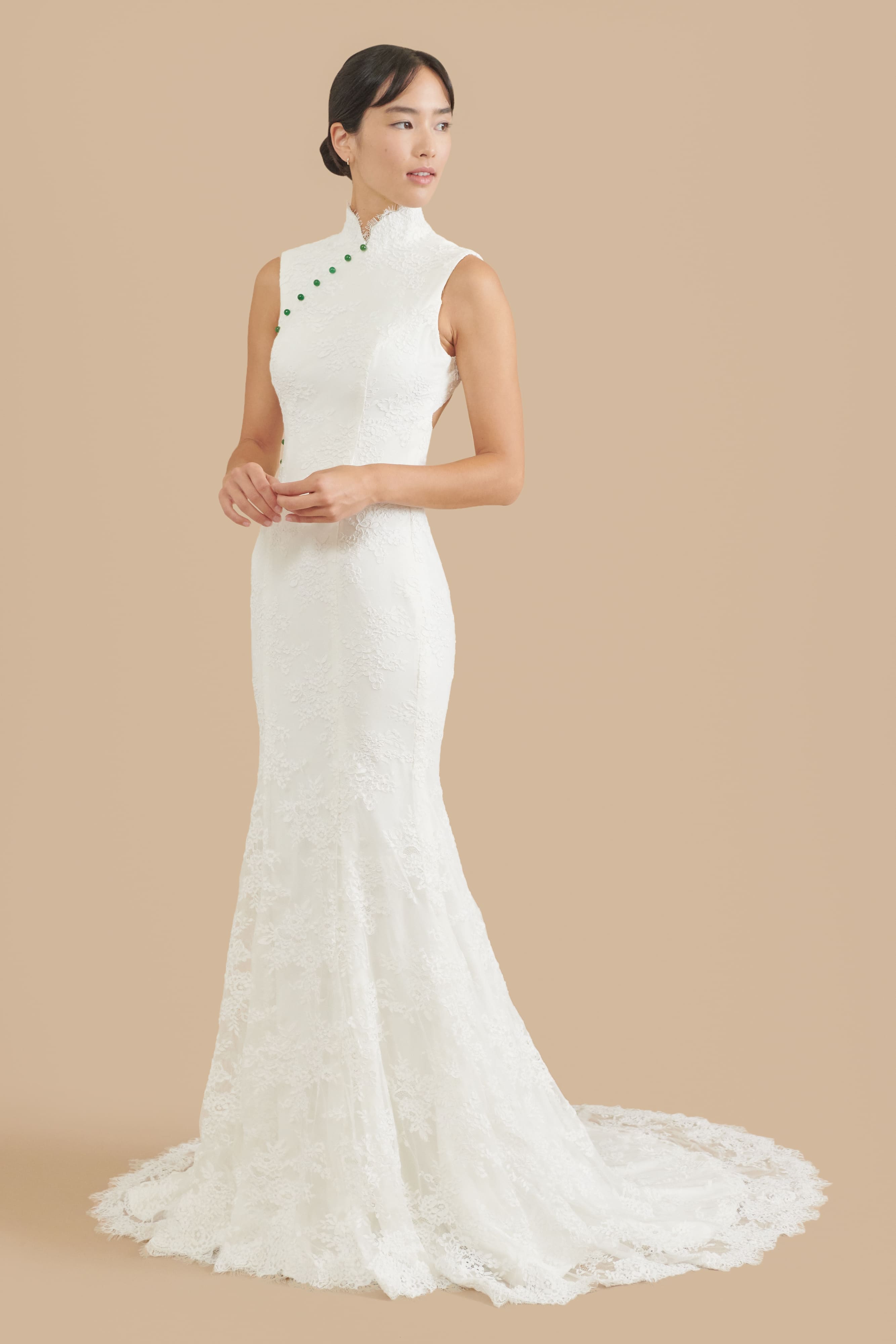 White Lace Cheongsam Wedding Dress ...